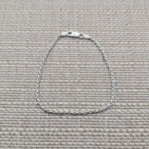 7 Inch Sterling Silver Simple Braided Unisex Chain Bracelet A5127